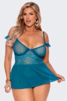 Off Shoulder Mesh and Lace Babydoll