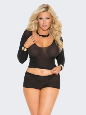 Opaque Long Sleeve Cami Set