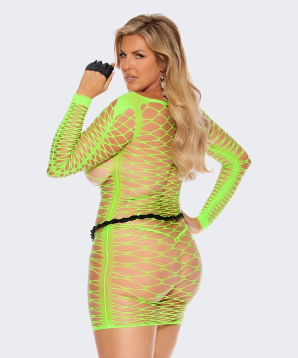 Diamond Net Long Sleeve Mini Dress